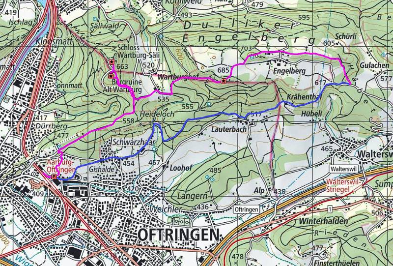 Route auf der Karte