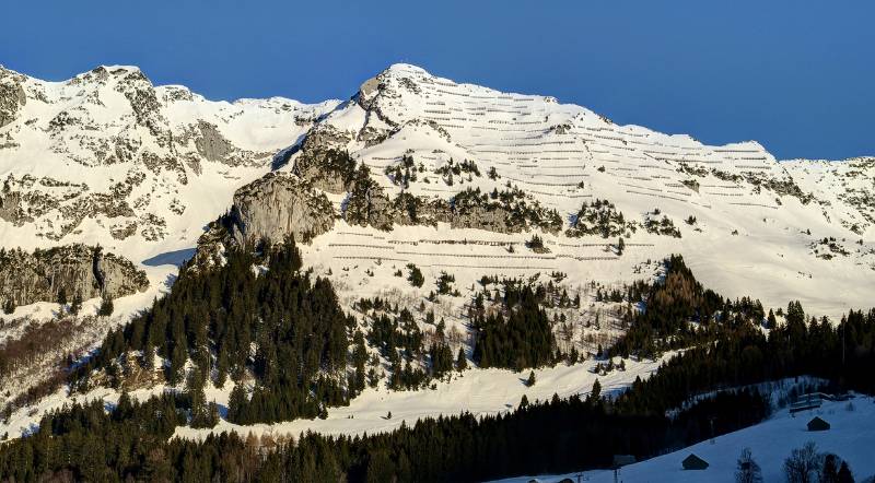 Der Hausberg von Amden - Mattstock mit umfangreichen Lawinenschutzverbauungen