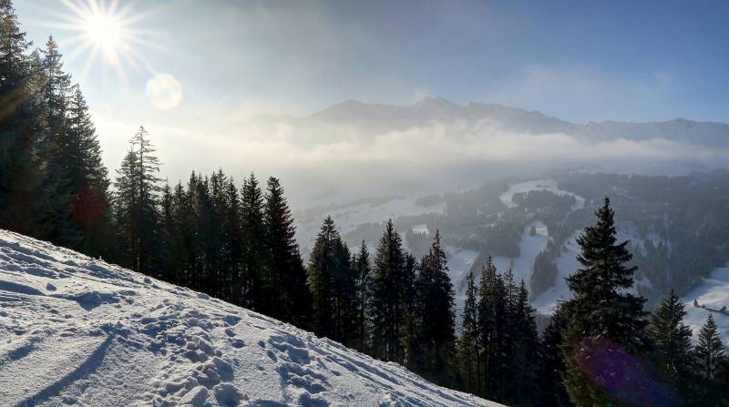 Sonne setzt sich langsam gegen Nebel durch