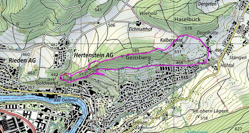 Die Wanderroute auf der Karte