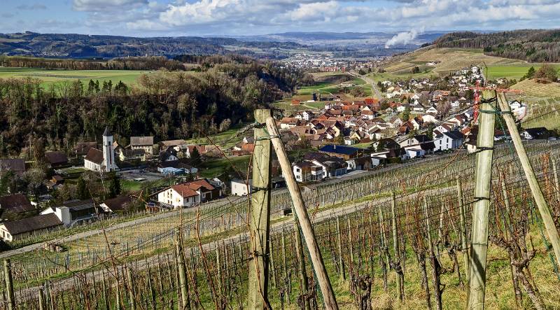 Blick auf Tegerfelden und bis zum KKW Leibstadt