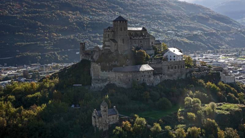 Basilique de Valère, gesehen vom Château de Tourbillon