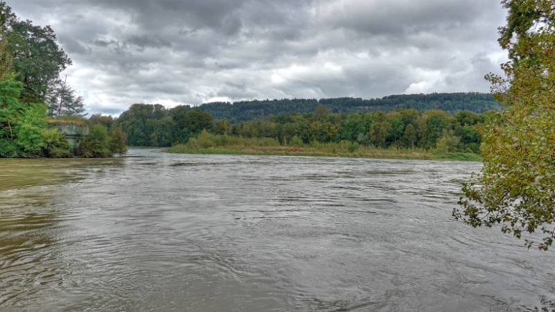 Zusammenfluss von Reuss und Aare bei Gebenstorf