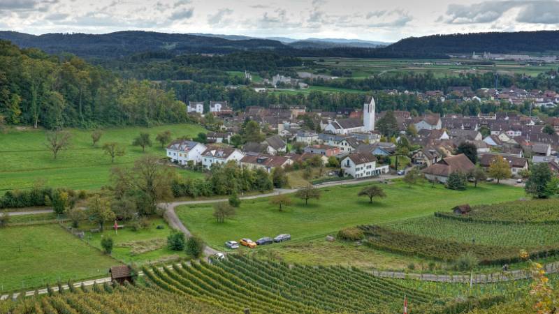 Die Rebberge und das Zentrum von Birmenstorf