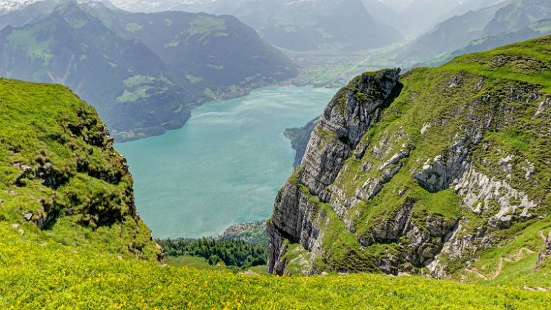 Steile Couloir zum Vierwaldstättersee