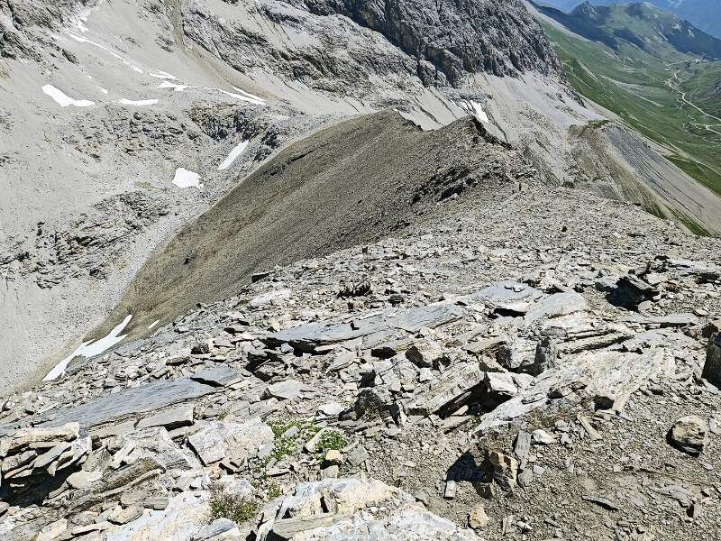 Abstieg zurück zum Pass Zavretta