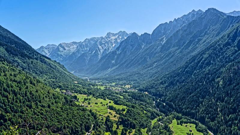 Bergell. Blick Richtung Malojapass