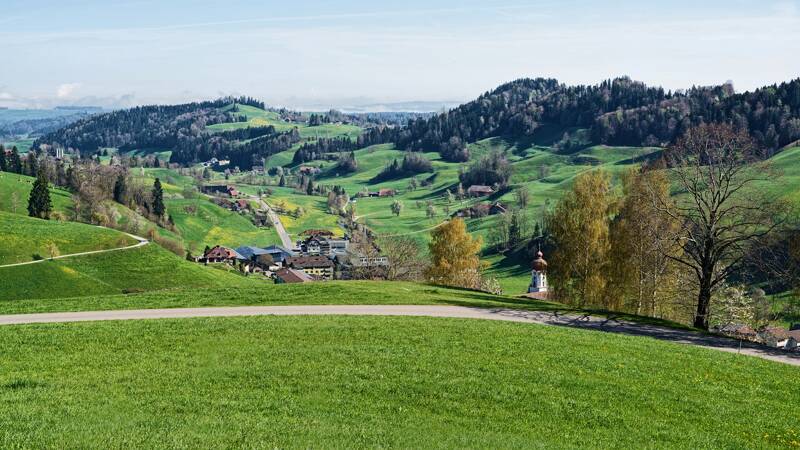 Schöne, hügelige Landschaft von Luthern